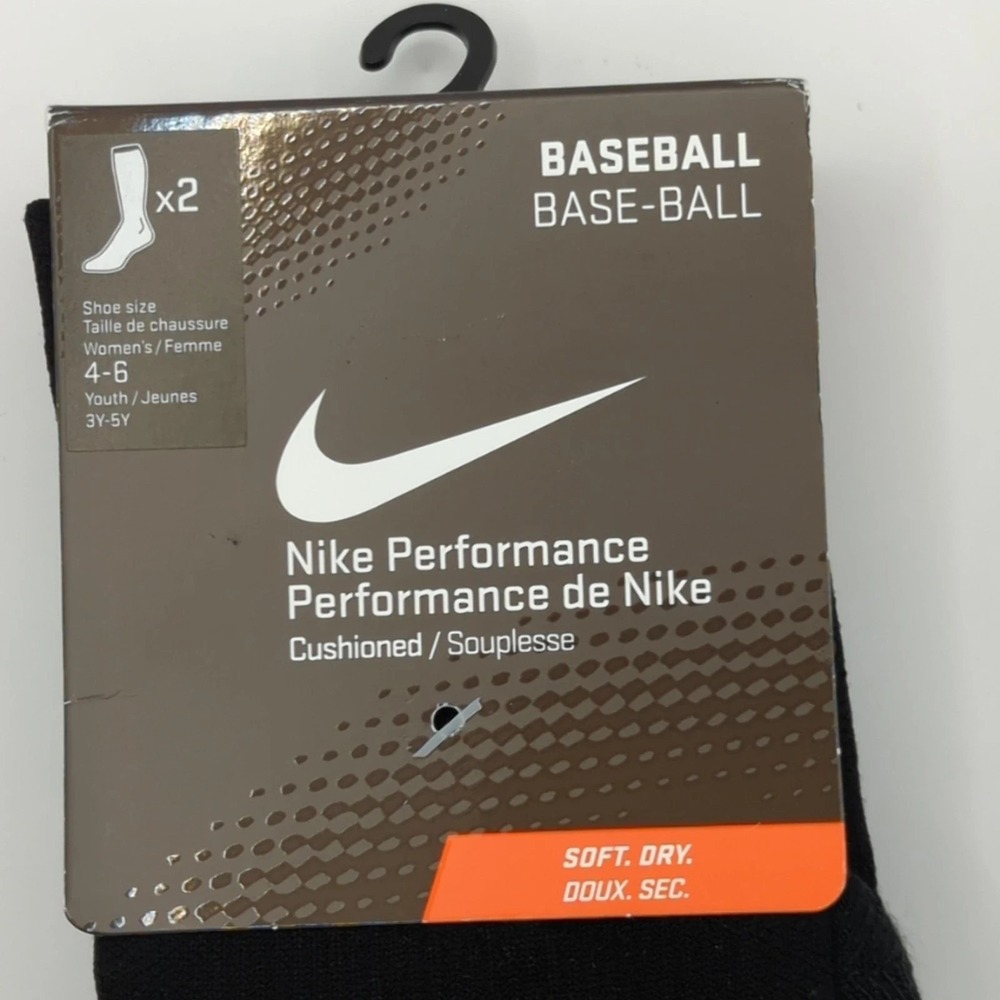 Nike Baseball Socks Womens Small Dri-Fit Performance Cushioned‎ 2 Pair Made USA - Picture 4 of 5